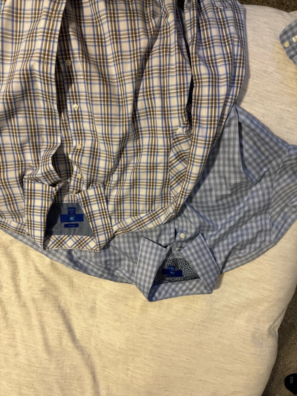 Men's Plaid Button-Up Shirt - Blue & Tan